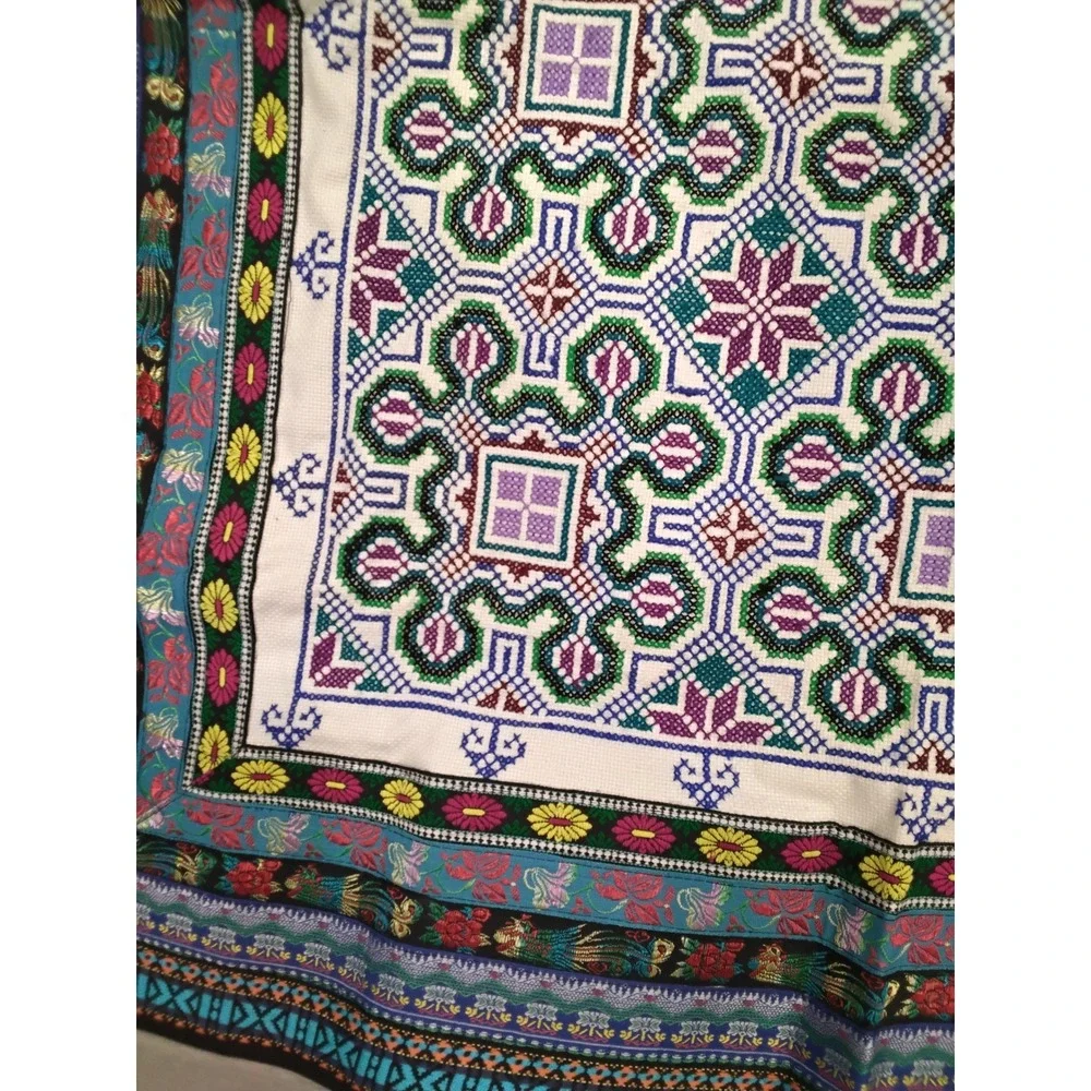 Boho‎ Embroidered Square Textile Wall Hanging / Table  ~ Multicolor ~ 40